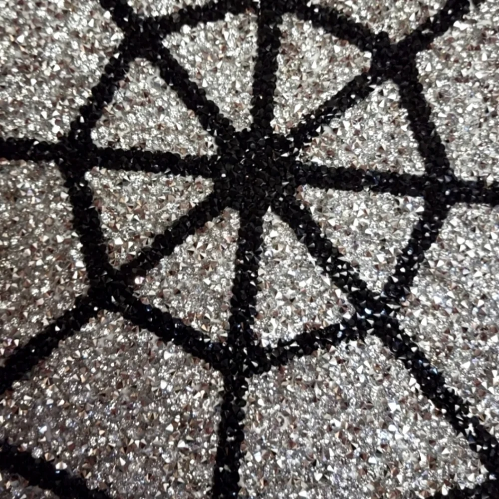 x4 Sparkles Home Spider Web Halloween Luminous Rhinestone Placemats Charger Set